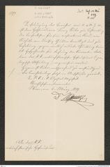 k.k. naturhistorisches Hofmuseum, Intendanzakten 1885-1896 (Hauer), Aktenzahl Z.156/1889, Seite 1